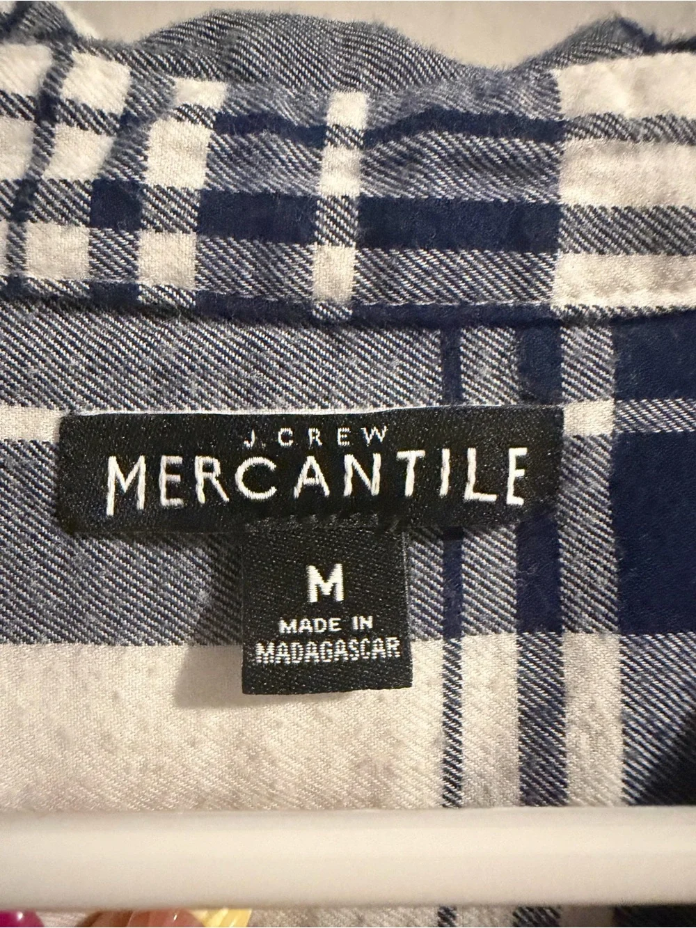 J.Crew Mercantile 100% Cotton Navy & White Plaid Flannel Tie-Waist Shirt Dress